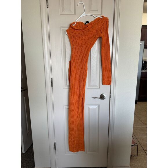 Michael Costello x REVOLVE Seana Asym Maxi Knit Dress Small beach boho orange w1 - Picture 4 of 5